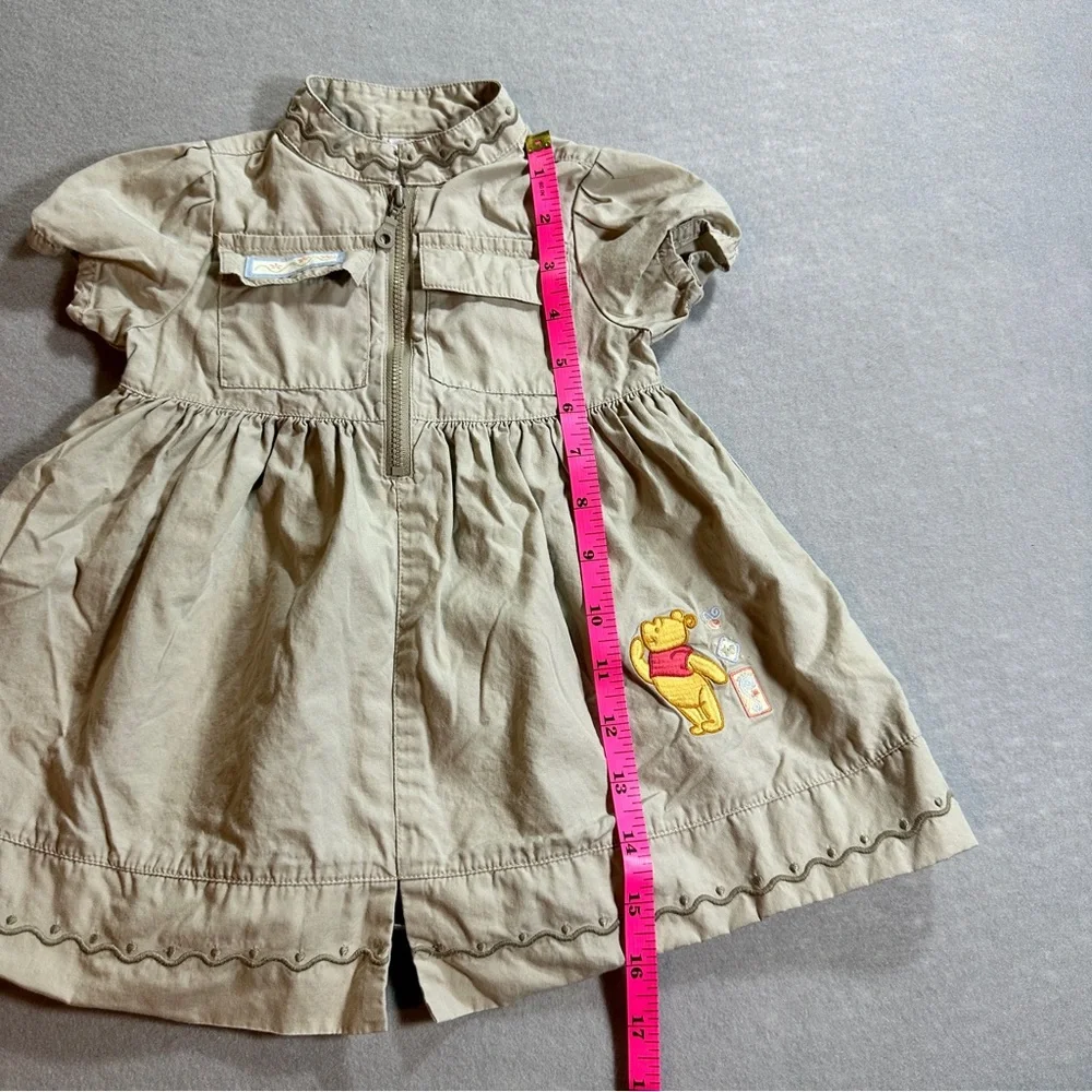 Vintage‎ Disney Winnie the Pooh Baby Dress Bloomer Set 12 Months Khaki Safari